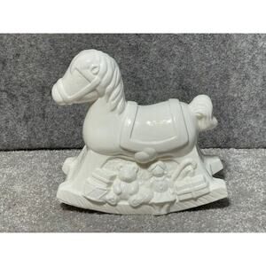 Vintage Ceramic Rocking Horse 7.5x7.5 White